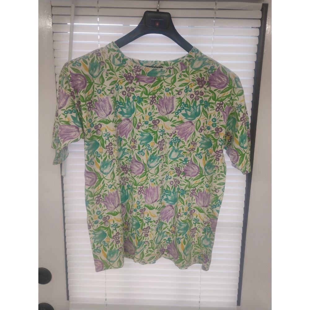Vintage Ashleigh Morgan Floral Top Womens Medium Boho Y2k Cottagecore Cotton